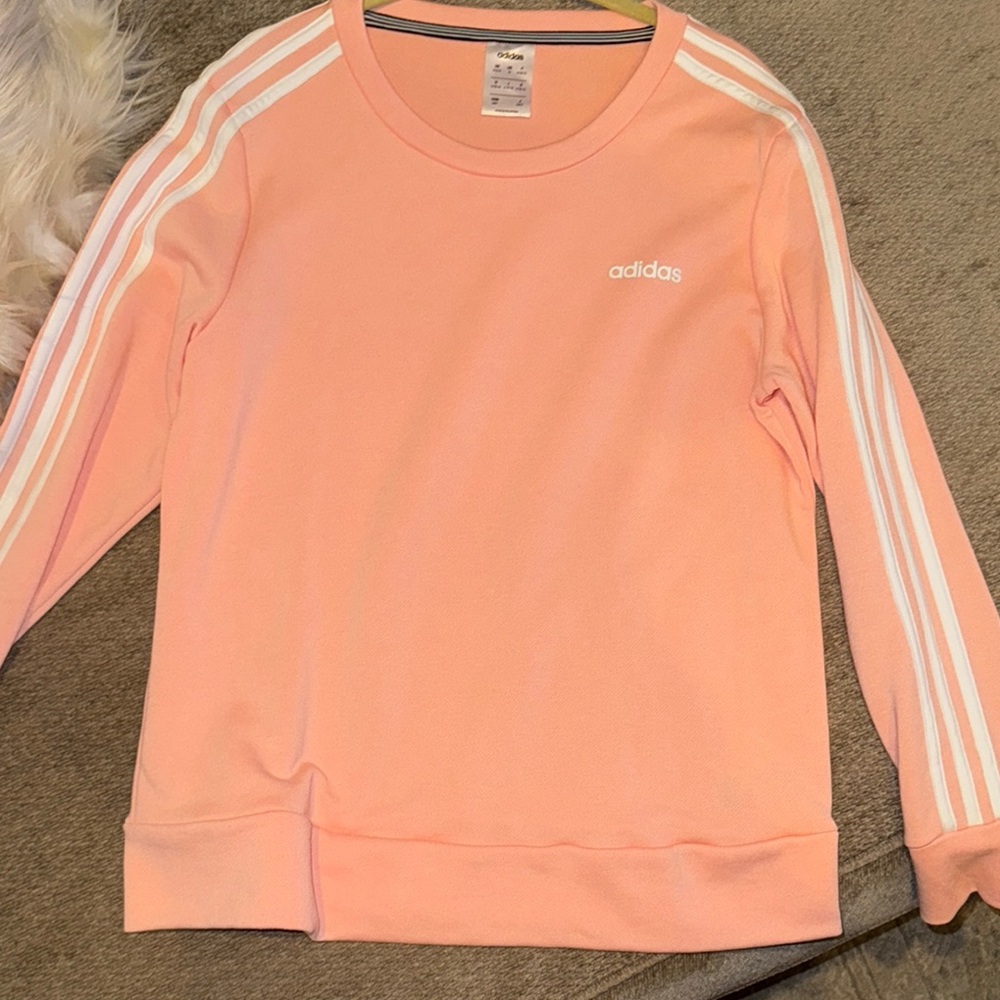 Adidas Pink Sweatshirt with White Stripes